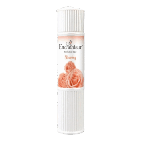 Enchanteur Stunning Perfumed Talc 125g – Rose and Vanilla Scented Body Powder for Smooth Skin