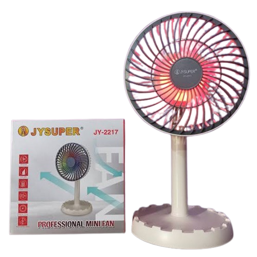 JYSUPER JY-2217 Rechargeable RGB Desk Fan with 4000mAh Battery – Portable Mini Cooling Fan Bangladesh
