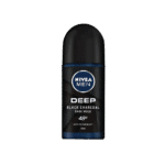 NIVEA Men Deep Black Charcoal Dark Wood Roll-On 50ml – 48h Anti-Perspirant with No Residue