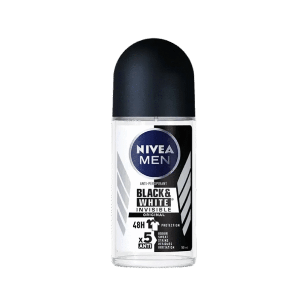 NIVEA Men Invisible Black & White Roll-On Deodorant 50ml – Anti-Stain & 48H Protection