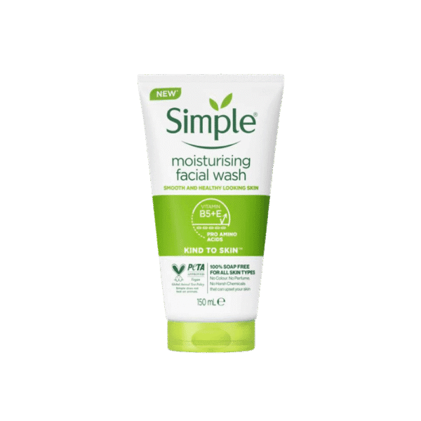 Simple Moisturising Face Wash 150ml – Vegan & Soap-Free Skincare for Sensitive Skin (UK Imported)
