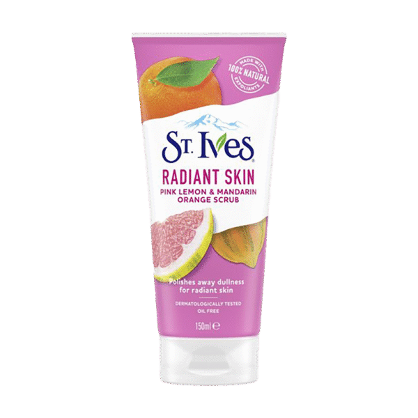 St. Ives Radiant Skin Pink Lemon & Mandarin Orange Face Scrub 150ml – Natural Exfoliator for Glowing Skin (Poland)