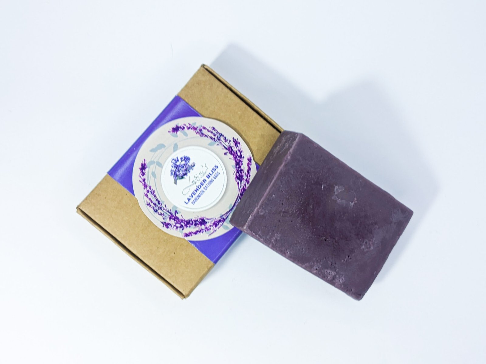 Lavender Bliss Handmade Organic Bathing Bar with lavender flowers..PORTRAIT.ORIGINAL Lavender Bliss Handmade Organic Bathing Bar with lavender flowers.